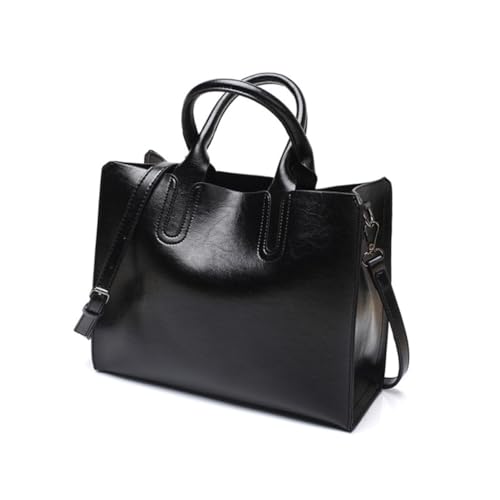 Sac cabas PU pour femme noir Healeved à bandoulière vintage et grand format