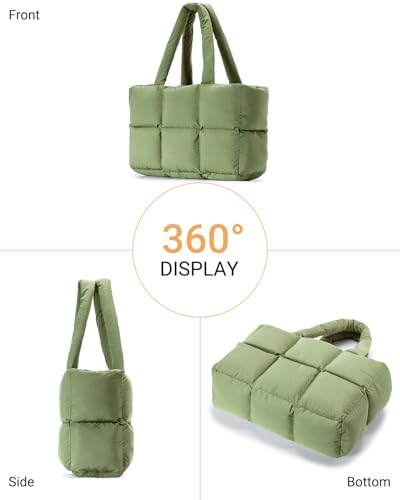 Image of Herald Puffer Tote Bag for Women, Large Quilted Puffy Handbag Lightweight Satchel Purse with Cup Holder & Compartment
