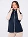 Glamaker Sherpa Vest Faux Fur Coat Warm Fall Outdoor Puffy Cropped Vest Patchwork Loose Fuzzy Cardigans with Pocket (Navy L)