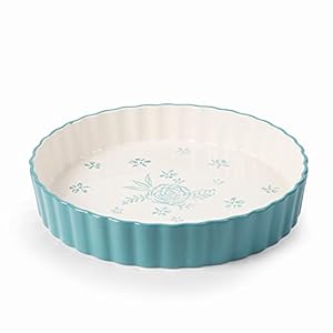 Wisenvoy Pie Pan Tart Pan Quiche Ceramic Pie Dish Pie Plate Tart Pans 9 inch Tart Pan Deep Dish Pie Pan Quiche Pan