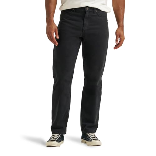 Lee Mens Legendary Relaxed Straight Jean Black - Plaid Flannel Lined 32W x 30L
