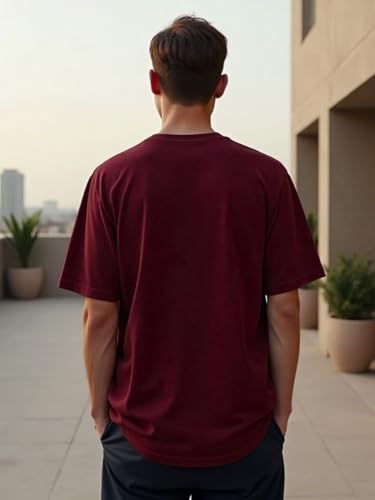 Image of Nobero 100% Cotton Oversized T Shirts for Men Stylish | Oversized Fit | Solid T Shirts for Men 180 GSM Combed Cotton | Round Neck Half Sleeve