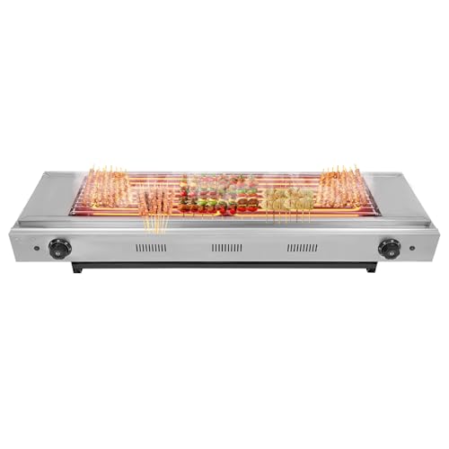 Gbonklong Gbonklong 3000W Smokeless Indoor Grill, 122-572°F Adjustable Temperature Commercial Electric Grill Electric Grill with Removable Griddle, Stainless Steel Indoor Grill BBQ Grill for Party
