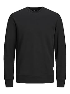 JACK & JONES Herren Jjebasic Crew Neck Noos Sweatshirt, Black, L EU