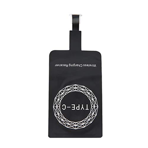 Portable Universal Type C Port Qi Wireless Charger Receiver Lightweight Charging Adapter Pad Coil - Black