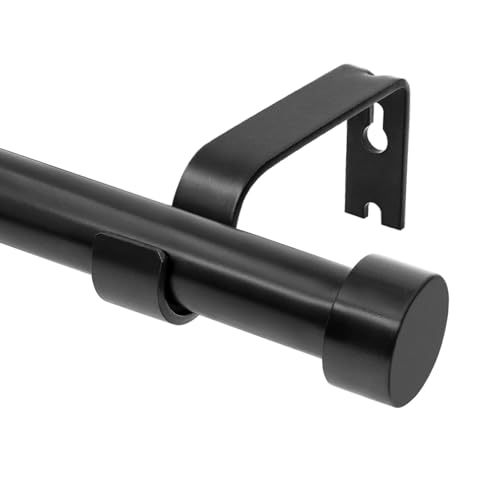 Qlfyuu Gardinenstange Schwarz Ausziehbar, 50-110cm, 25mm Durchmesser Vorhangstange mit Dekorative Endkappe, für Wohnzimmer, Schlafzimmer