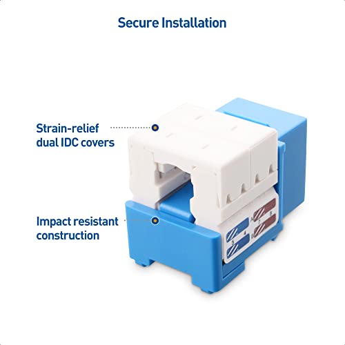 Cable Matters Ul Listed 25-Pack Rj45 Keystone Jack In Blue With Keystone Punch-Down Stand #TOP5