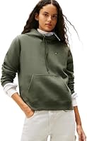 Tommy Jeans Damen Hoodie Flag Regular Fit, Grün (Pewter Green), M