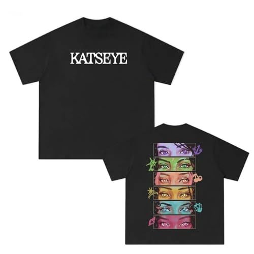 KATSEYE Merch Camiseta Unisex Algodón Moda Manga Corta Harajuku Estilo Hip-Hop Verano Camiseta-Black||x_s