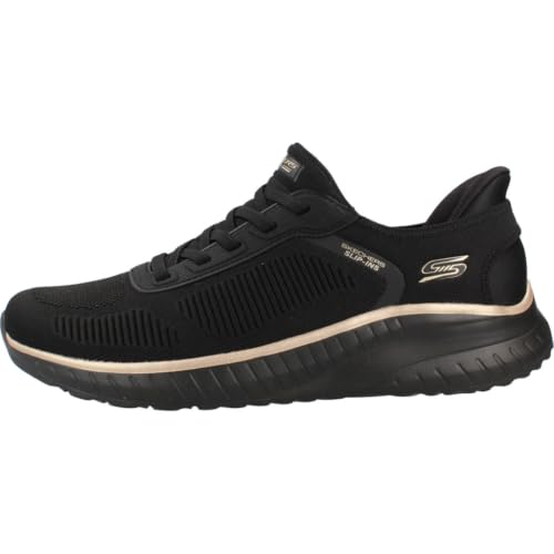 Skechers Damen Bobs Squad Chaos Current Muse Turnschuhe, Black Rose Gold Textile, 41 EU – Ansicht 2