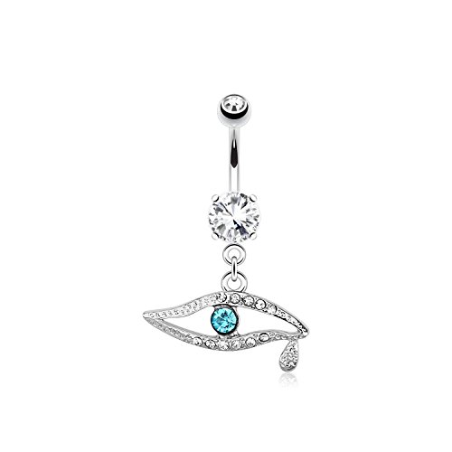Les Plaisirs de Stella - Piercing para ombligo, acero quirúrgico 316L y cristal – ojo egipcio