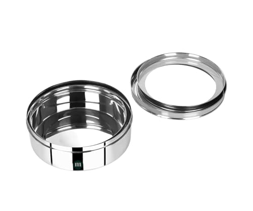 Image of MARU Stainless Steel Round Storage Containers Fod Kitchen Set of 2 Pcs (1.6Ltr & 2.2Ltrs), Stackable & Durable Storage Dabba Set With See-through Lids, Multipurpose Canister For Chapati & Puri Dabba