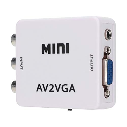 Diyeeni Mini convertidor VGA a vídeo, Adaptador Compuesto AV a VGA, convertidor de Audio y vídeo para decodificador de TV (Blanco)