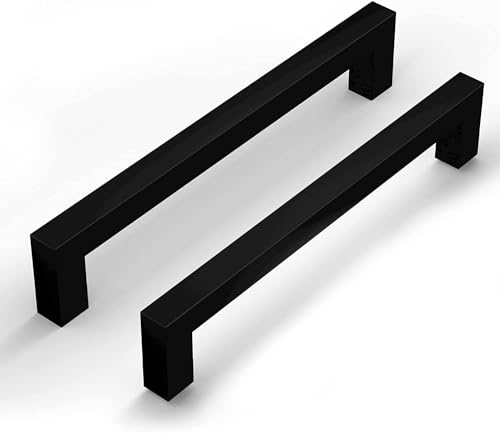 Goldenwarm 10 Pack Black Kitchen Cupboard Handles 160mm Hole Centers Black Handles for Cabinets & Drawers