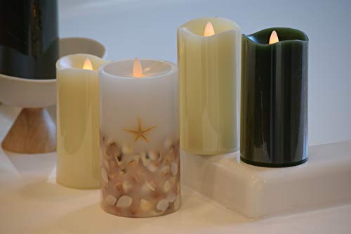 Gift Package 2 Pieces Sage Green Flameless Candles (D 3" x H 6") Flickering Flame Effect, LED Pillar Candles Battery Operated Real Wax with Timer Function and Remote - Thumbnail 2