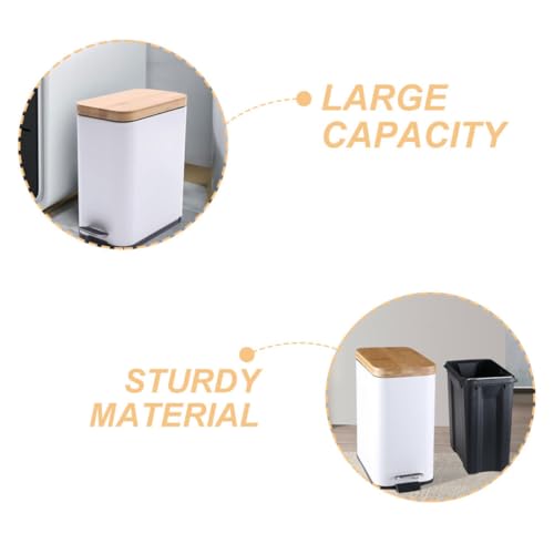 Caneca de basura rectangular de 5L con tapa blanca miniatura 3