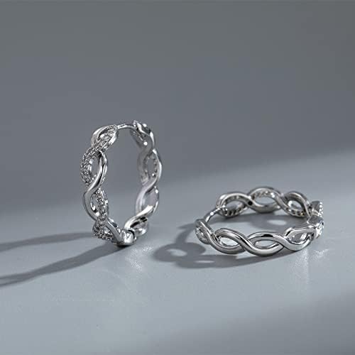 Senteria Sterling Silver Hoop Earrings for Women Lightweight Silver Hoops Earrings for Women Twisted Hoop Earrings with Cubic Zirconia Hypoallergenic Small Silver Hoop Earrings
