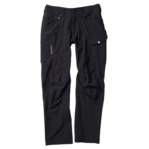 TRUEWERK Men's T1 WerkPant - Hot-Weather Lightweight Work Pants, Moisture-Wicking, Quick-Dry, 4-Way Stretch Softshell, Relaxed Fit, 8 Pockets, Black, 32W x 30L