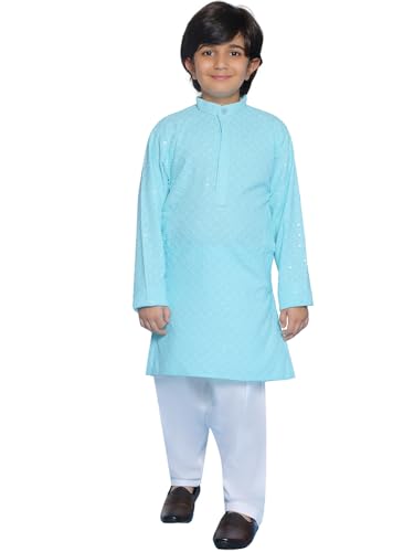 AJ DEZINES Kids Indian Ethnic Wear Kurta Set For Boys|Boys Indian Outfit|Traditional Festive Wear|Chikankari Kurta Pyjama-K10
