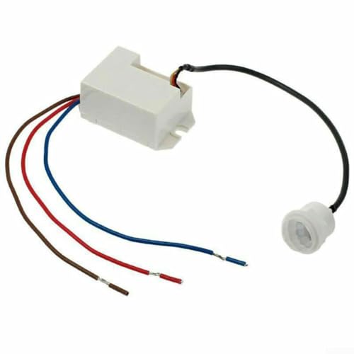 Desiumite Paquete de 2 mini interruptores de luz PIR de 360° con sensor de movimiento de techo con sensibilidad ajustable, rango de 6 m, modos día/noche y retardo personalizable de 5 a 8 minutos para