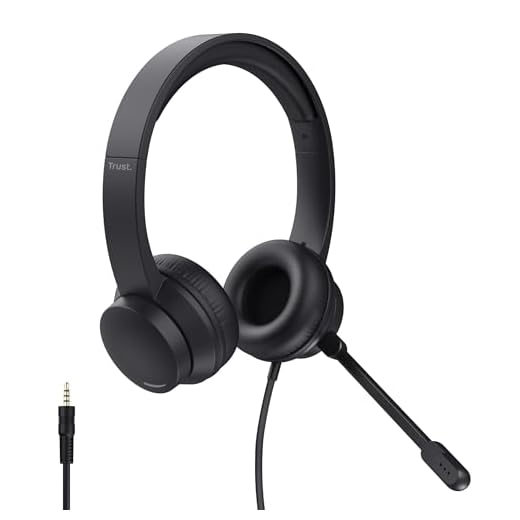 Trust Ayda Cuffie con Microfono Leggere On-Ear 3.5mm, Archetto Regolabile, Auricolari con Filo 1,80 m, Headphones Cablato per PC, Portatile, Computer, Laptop, Mac, Ufficio, Teams, Skype, Zoom - Nero