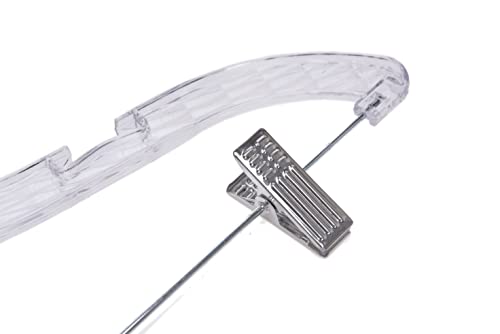 12 Quality Hangers Clear Skirt/Pant Hangers 12 Pack - Crystal Cut Hangers For Clothes - Durable Plastic Hanger Set - Dress Hangers With Clips - Heavy Duty Hangers - Nonslip Coat Suit And Shirt Hangers #TOP3