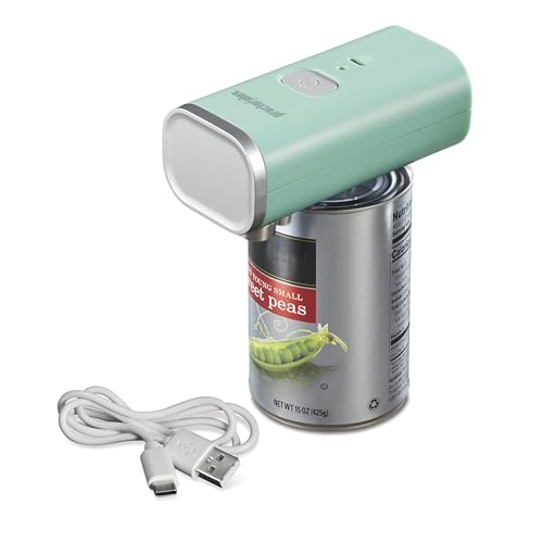 Proctor Silex Automatic Electric Can Opener, Hands Free Cordless Operation & USB Rechargeable, Self-Aligning, Cut Smooth Touch Lid Edges, Compact and Easy to Store, Mint