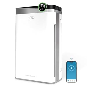 RIA Smart Air Purifier BreezeGuard 2-in-1 Built-in Humidifier – Quiet Industrial Grade Air Cleaner for Large Homes up to 2500 SqFt| Smart App, Office, Wildfire Smoke Dust PM2.5, Allergens & Pet Dander