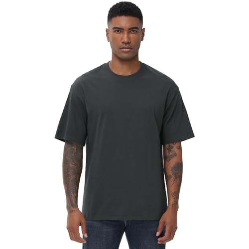 Image of KEEPSHOWING Mens Oversized T-Shirts, Cotton Loose Fit Crewneck Short Sleeve Casual Tees Workout Gym Basic Tops