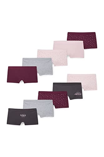 TupTam Mädchen Boxershorts 10er Pack - Baumwolle Unterwäsche Für Schule & Sport