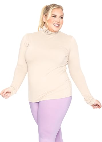 Image of Womens Turtle Neck | Long Sleeve and Sleeveless Top | Plus Size XL-7X | Tops Women White Turtleneck Women