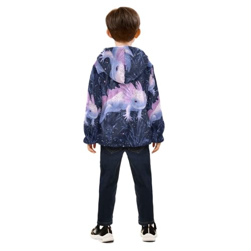 Axolotl in Midnight Toddler Fleece Jacket Girl Boys Hooded Fleece Jacket Coat Warm Outwear Zip-up 3-10T4