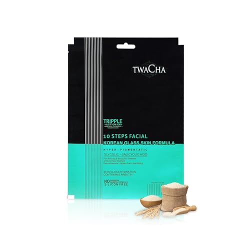 Image of Twacha 10 Steps Facial Kit For KOREAN GLASS SKIN With Glycolic - Salicyclic Acid Instant Brightening Replenishing Glowing Skin Remove Patchy Pigmentation & Get Younger Firmer & Glowing Skin
