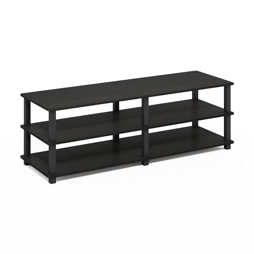 Image of Furinno TURN-S-TUBE Toolless Assembly 3-Tier TV Stand, Entertainment Center for TV up to 55 Inch, Wide Printer Stand with Storage Shelf, for Living Room, Bedroom, Espresso