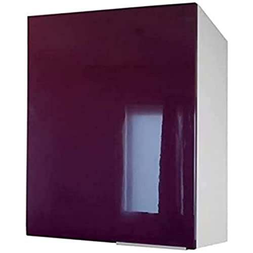 Berlioz Creations CP6HA Meuble Haut de Cuisine avec 1 Porte Aubergine Haute Brillance 60 x 52 x 83 cm, Fabrication 100% française