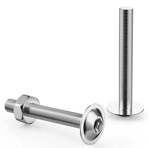 Lot de 30 vis à tête bombée avec bride M6 x 50 mm, vis en acier inoxydable A2 V2A vis à machine avec hexagone encastré haute dureté, filetage complet métrique