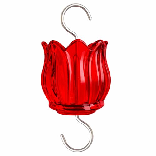 Glass Ant Moat for Hummingbird Feeder - 3 OZ Red Tulip Insect Guard with Large Capacity
