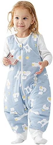 Duomiaomiao Baby Sleeping Bag with Legs 2.5 TOG,Unisex 100% Cotton Wearable Blanket baby Winter sleeping bag 6-18 months