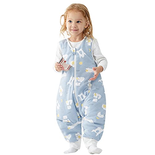 Image of Duomiaomiao 1.5 TOG Toddler Sleep Sack 6-12 Months 100% Cotton Four Season Baby Sleep Sack with Feet, Breathable Comfy Toddler Wearable Blanket