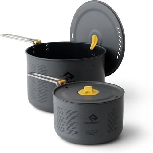 Sea to Summit - Frontier Ultralight Two Pot Cook Set - 2 Personen, 2-teilig - 1,3 & 3 L Antihaft-Töpfe - ohne PFOA und PTFE - Camping-Kochgeschirr aus harteloxiertem Aluminium - 571 g