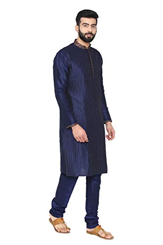 Image of Manyavar Men's Blended Kurta and Churidar Set