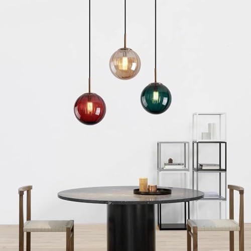 Lámpara de techo industrial con esfera de vidrio verde G9 3