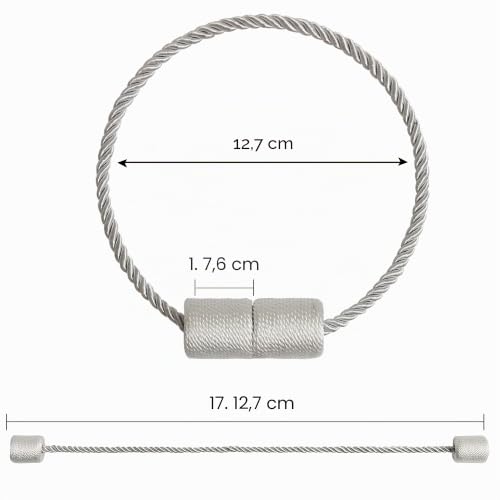 Miniatura 5 de Ocioli Paquete De 2 Alzapaños Magnéticos Para Cortinas Con Cuerda Giratoria Más Gruesa Y Alzapaños Magnéticos Fuertes Para Cortinas Blanco, 2