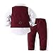 Kimocat Baby Boy Clothes Outfit Suit Long Sleeve Gentleman Tuxedo Vest Wedding Birthday Party Suit (US, Age, 2 Years, Red)