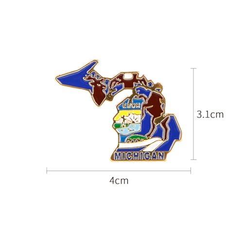 Image of State Shaped Map Lapel Metal Pin Enamel Brooch Keepsake Beautifully Designed for Backpack Hat