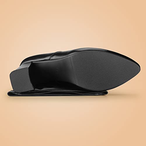 Hawkwell Women's Fall Winter Comfort Thigh High Boots Black Pointy-Toe And High-Heel Over The Knee Boots,Black Pu,8 M Us #TOP3