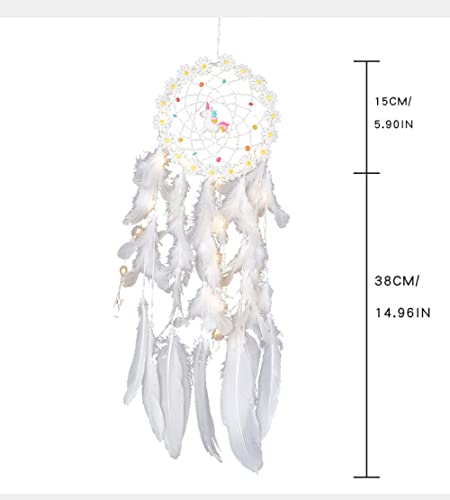Atrapasuenos de unicornio blanco para decoracion de pared de boda y eventos boho 6