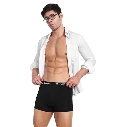 Image of Zyke Men's Cotton Trunk Innerwear | 95% Cotton 5% Elastane Stretch Underwear | Ultra Soft Waistband Anti-Bacterial Moisture Wicking Trunks for Men (Pack of 1)