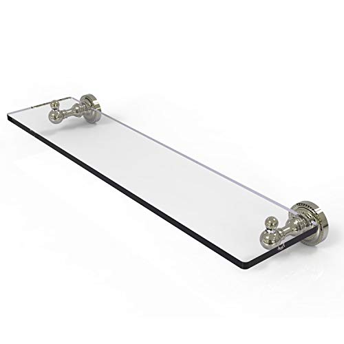 Allied Brass DT-1/22-PNI Dottingham Collection 22 inch Vanity Beveled Edges Glass Shelf, 22-Inch, Polished Nickel