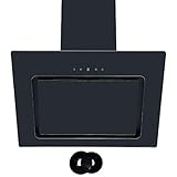 Cookology VER605BK 60cm Black Angled Glass Cooker Hood, Touch Controls & Filters